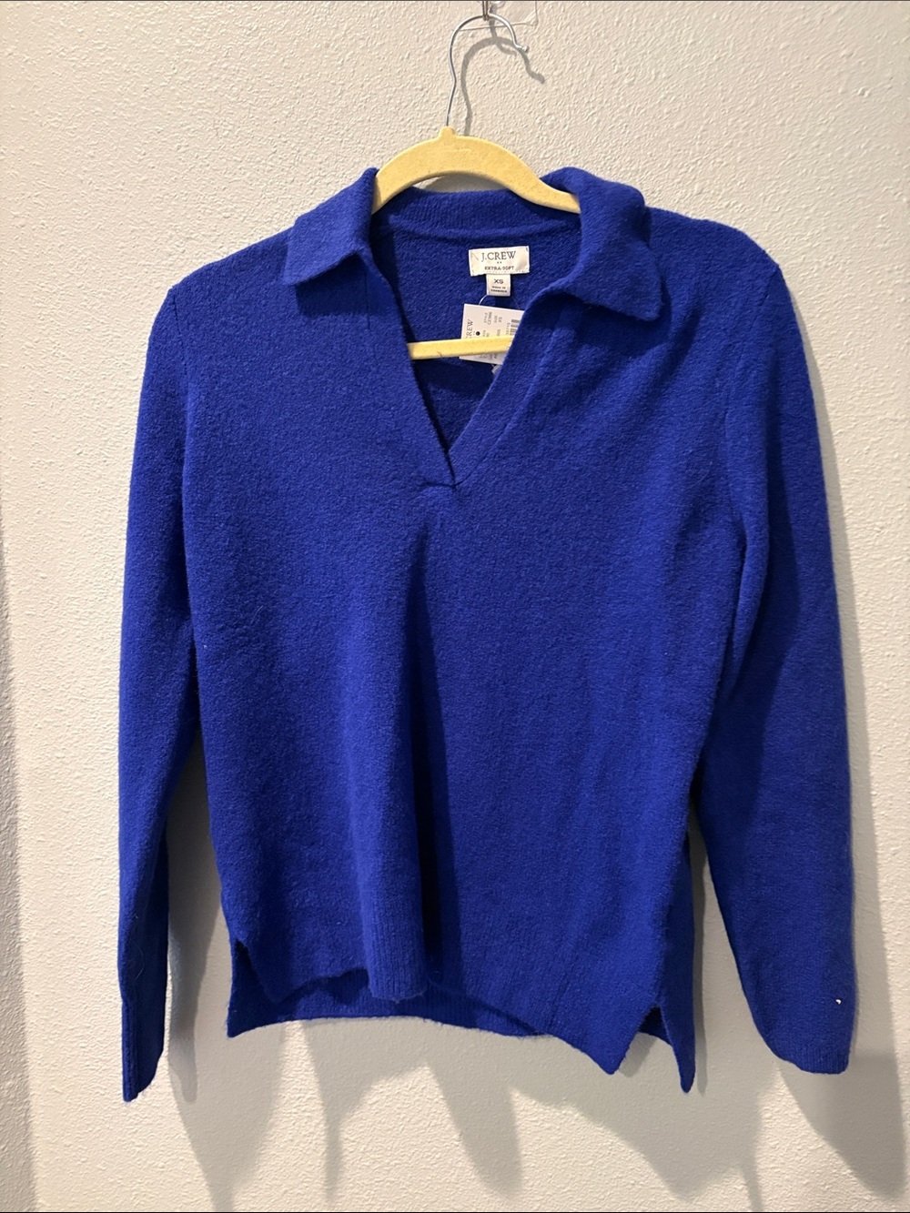 J. Crew Women's Royal Blue Collared V-Neck Sweater